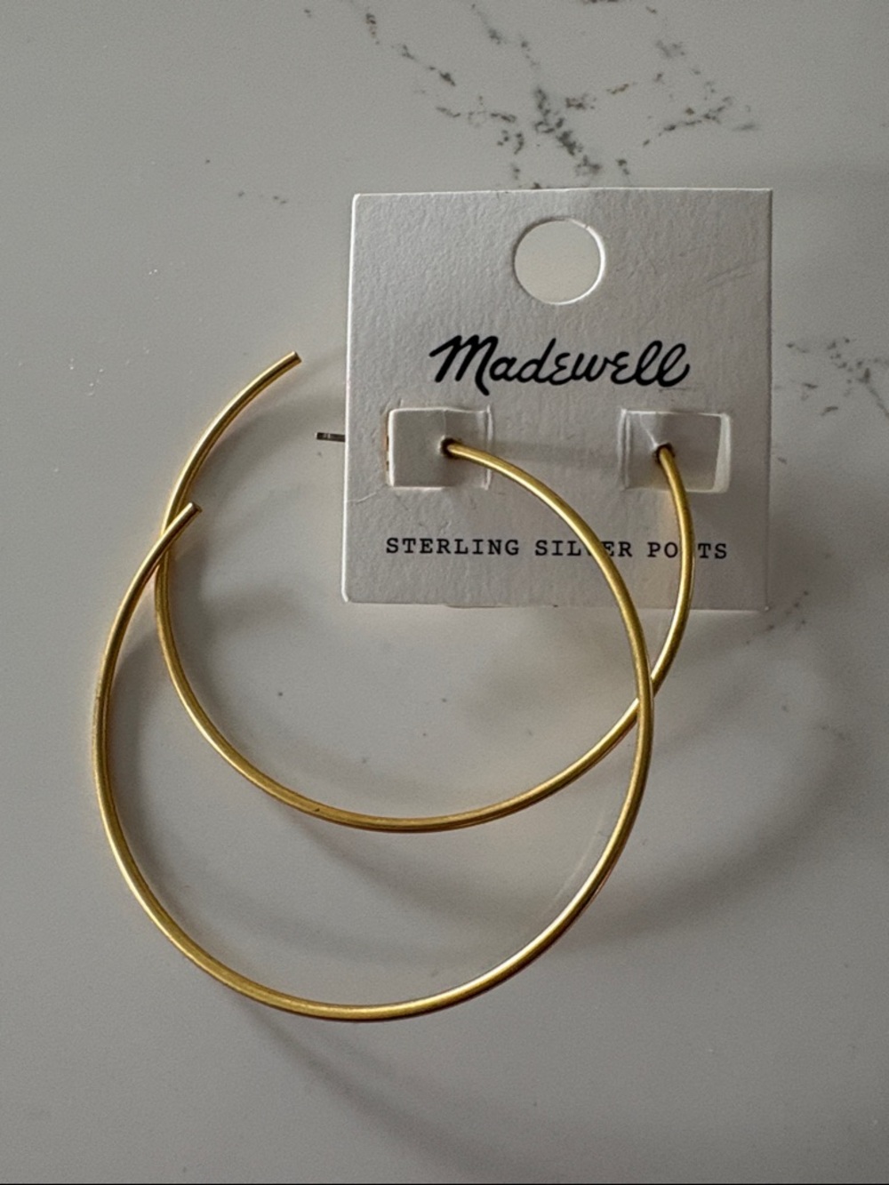 Madewell Brushed Gold Hoop Earrings - Oversized Thin Hoops